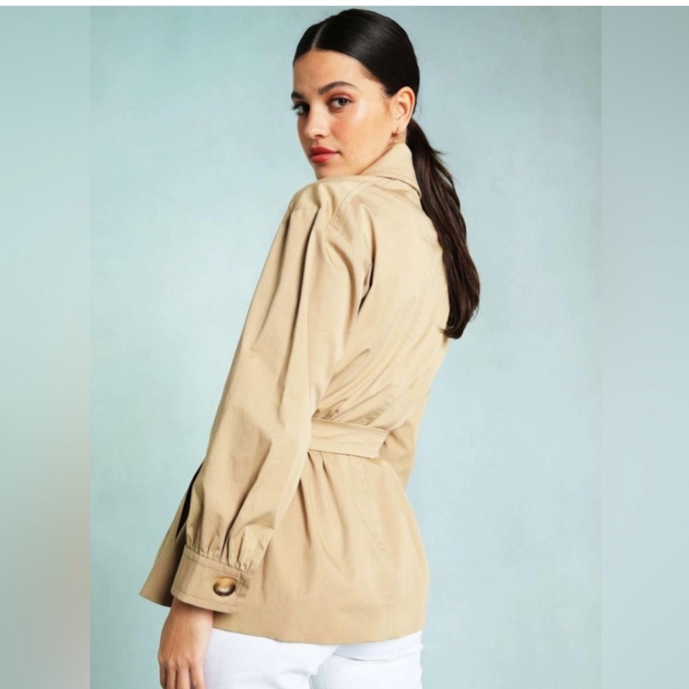 RARE NWT Rouje John Short Belted Trench Coat - Picture 4 of 14
